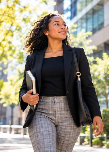 A resident on her way to work, building toward independence.
